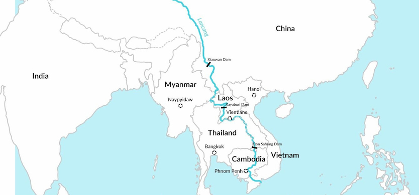 Where is the Mekong River location on the world map?