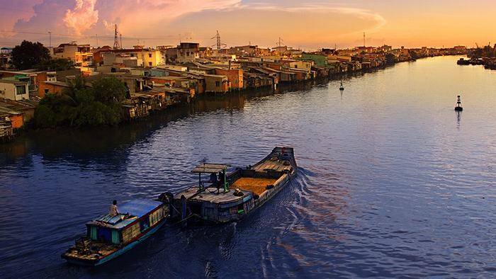 Sunset in Mekong River